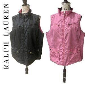 90’s RALPH LAUREN VEST REVERSIBLE PINK/BLACK  FULL ZIP Sz XL CABIN CORE
